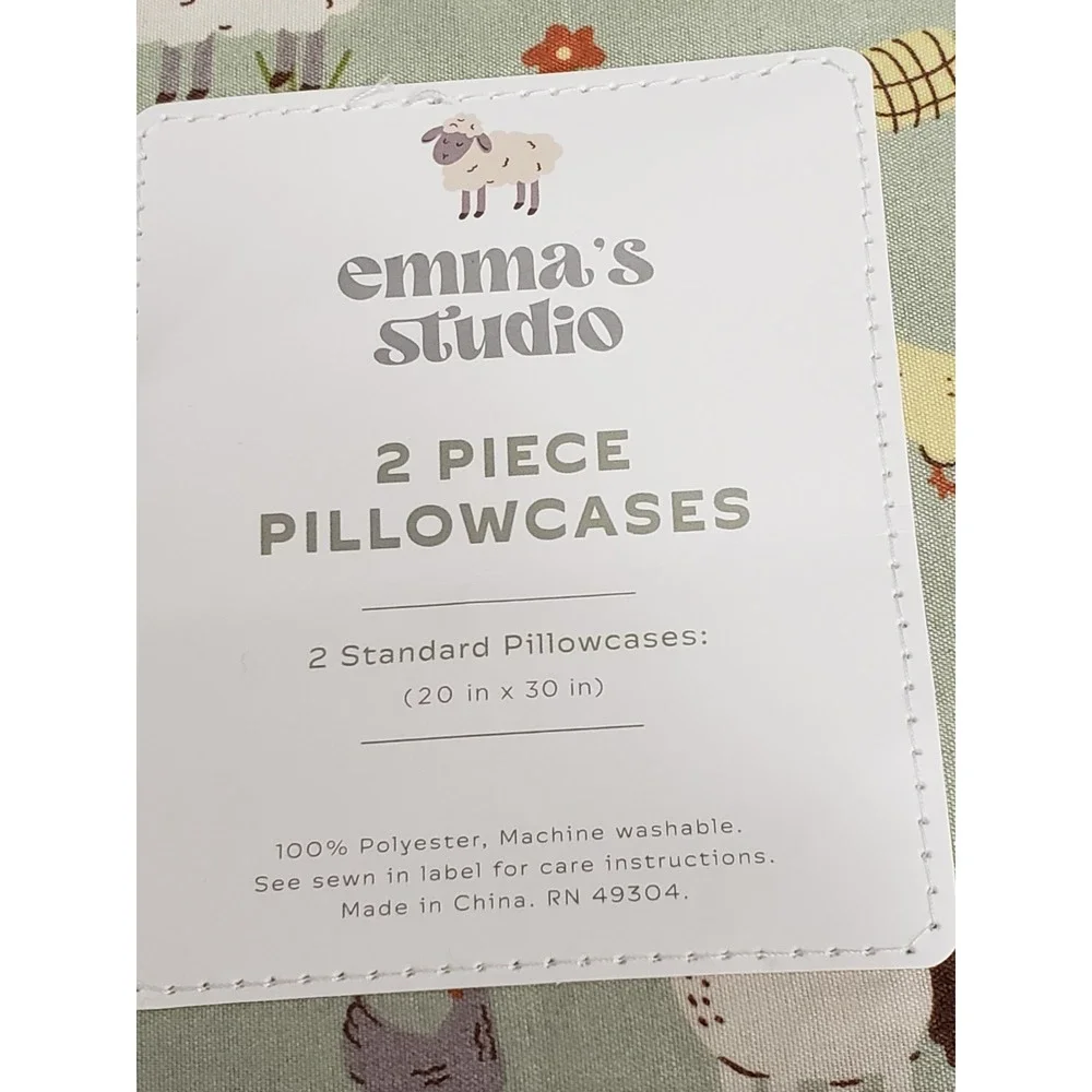NEW SET 2 PILLOWCASES BEDDING standard farm barn animals sheep chicken cow Horse